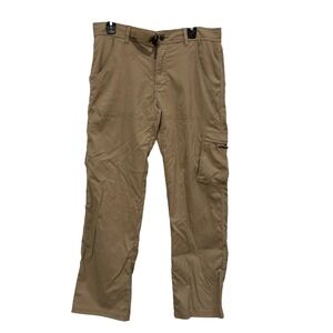 Prana Mens Khaki Cargo Pants Med 32x30 Outdoor Hiking Camping Snap Cargo Pockets